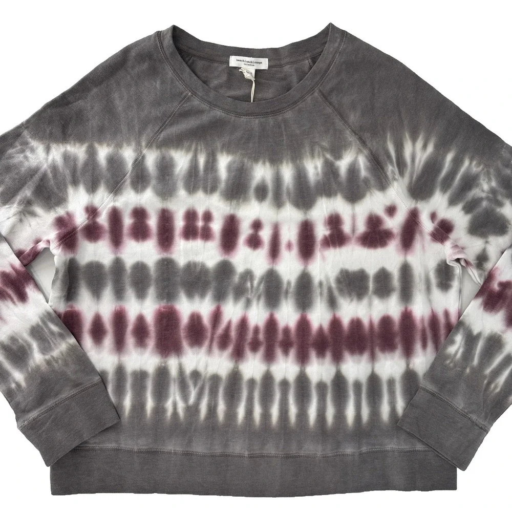 Beach Lunch Lounge Tie Dye Oversized Lightweight Sweatshirt Gray Size Medium NWT - Picture 1 of 7
